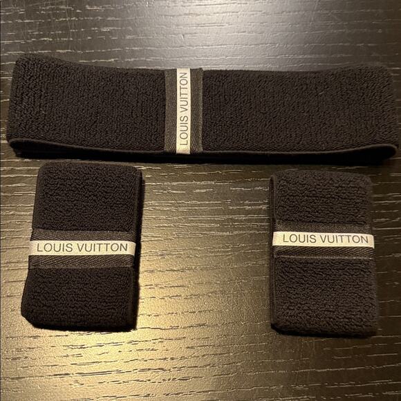 Louis Vuitton Black Headband and Wristbands Set